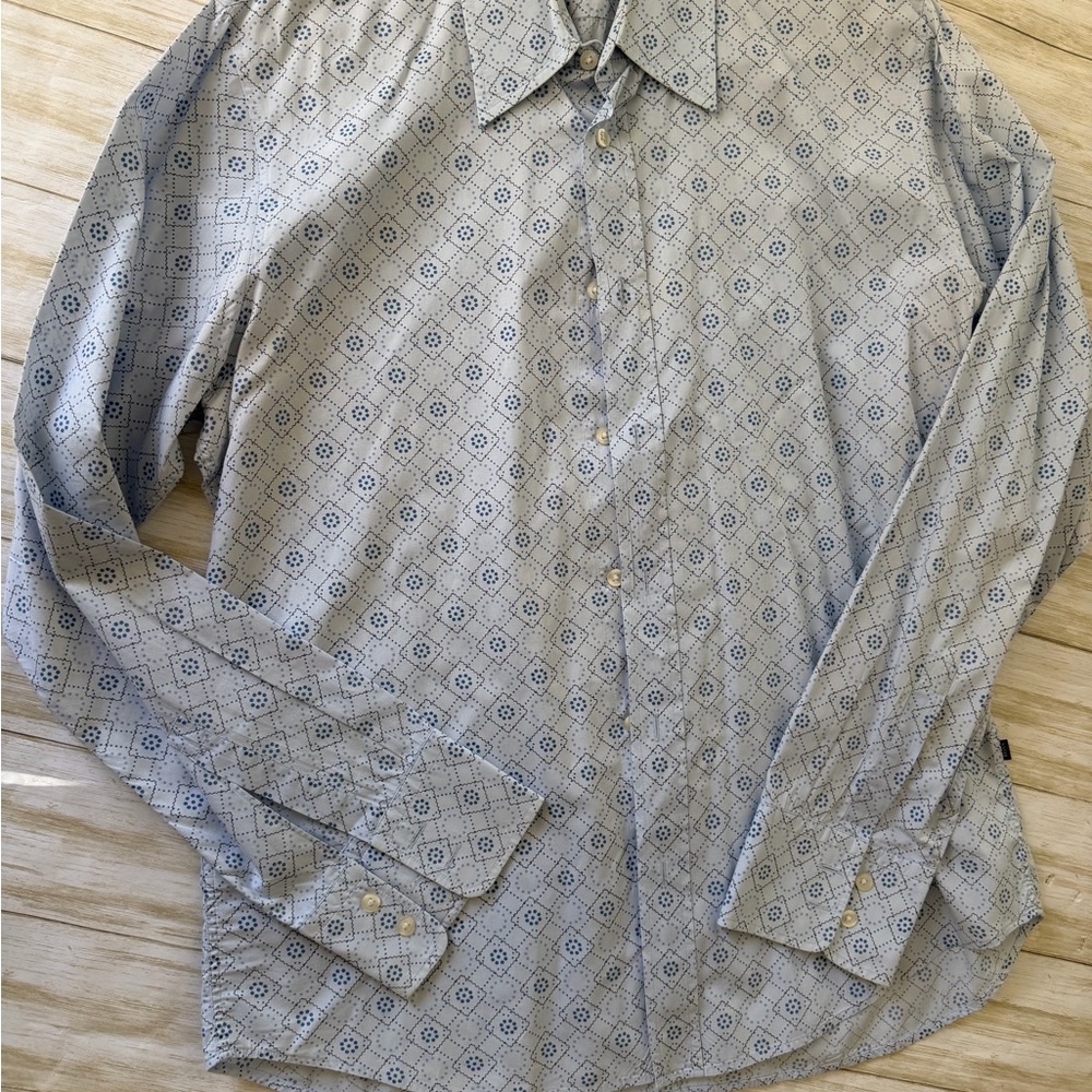 Hugo Boss Light Blue Geometric Shirt lg